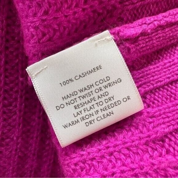 White + Warren Womens 100% Cashmere Sweater Size S Fuchsia Relaxed Mock Neck - Picture 6 of 7